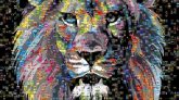 Lion Painting Paint by number Art Image Colorful lion face Diy Painting By Numbers Color Just Paint by Number Work of art Facial expression Carnivore Organism Felidae Font Big cats Symmetry