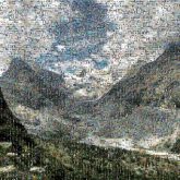 Mountain Glacial lake Mountainous landforms Highland Mountain range Valley Natural landscape Wilderness Alps Hill station Sky