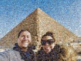 World World light-hearted Happiness Smile Pyramid Facial expression Vacation Wonders of the World Travel Leisure Sunglasses Monument