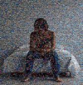 Sitting Elbow Comfort Photo shoot Bed Barechestedness Model Barefoot