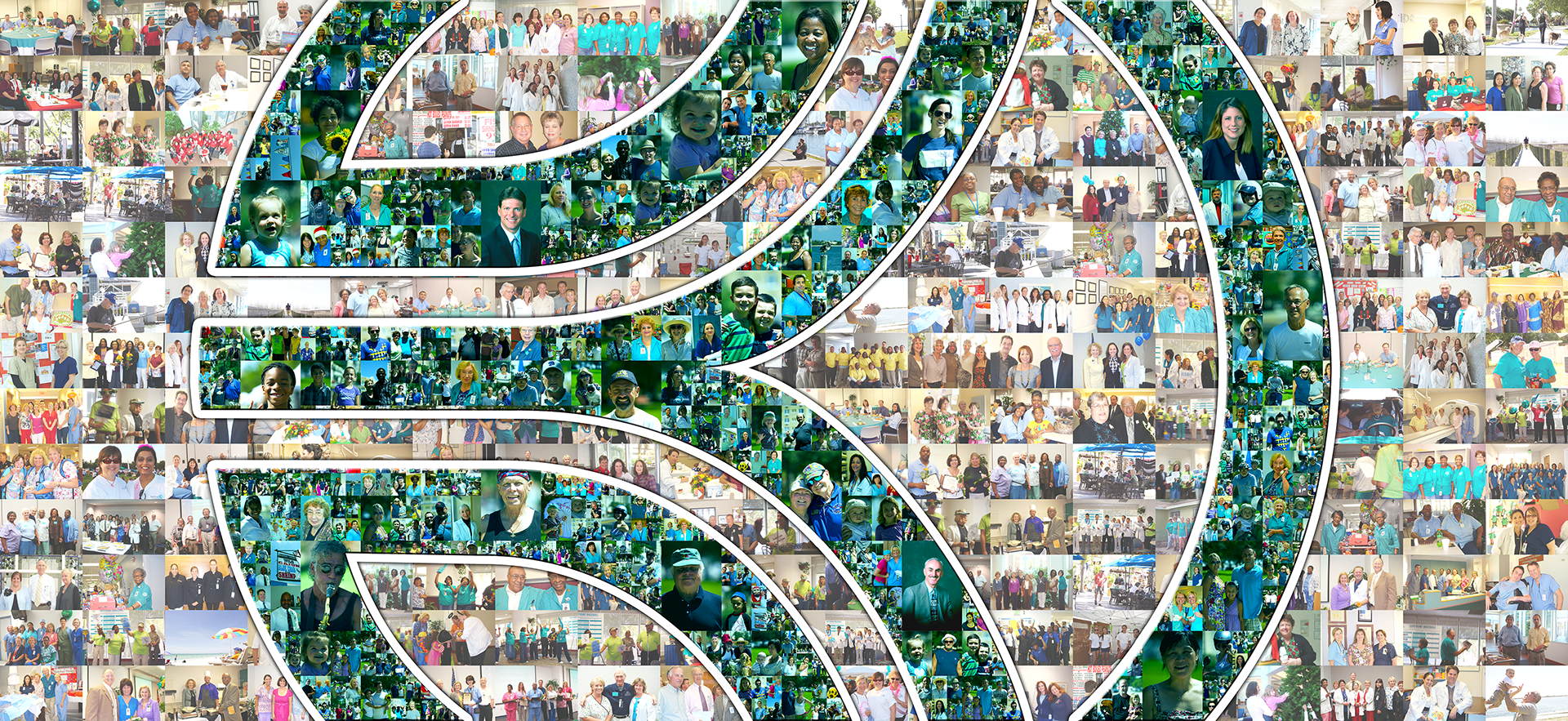 photo mosaic A multi-size cell billboard advertisement using over 600 photos of Bayfront Health System employees
