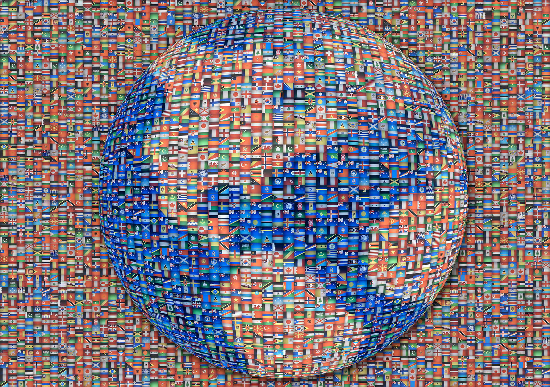 photo mosaic Simplified 3D Earth mosaic created using every national flag