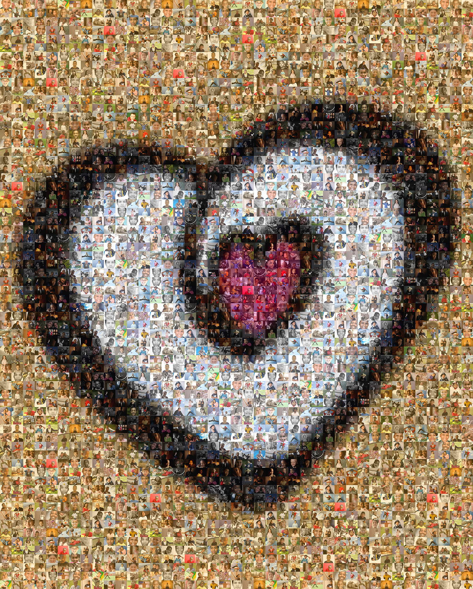 photo mosaic created using 348 professional photos of children that need homes