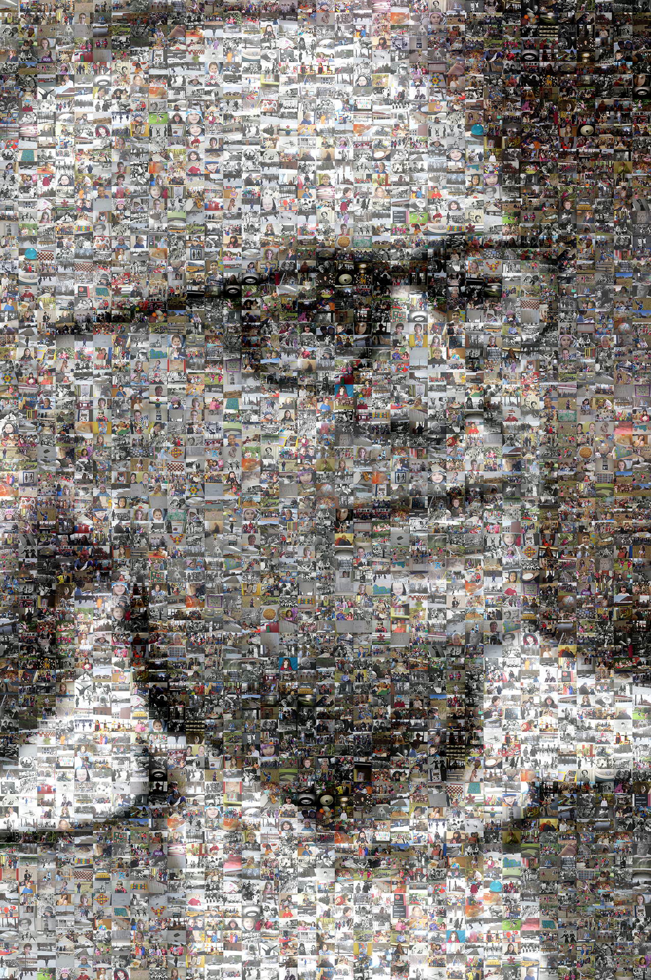 photo mosaic This portrait of a school's founder using 894 photos from school events