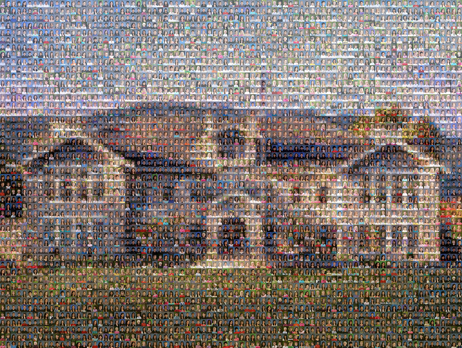 photo mosaic using 909 student photos