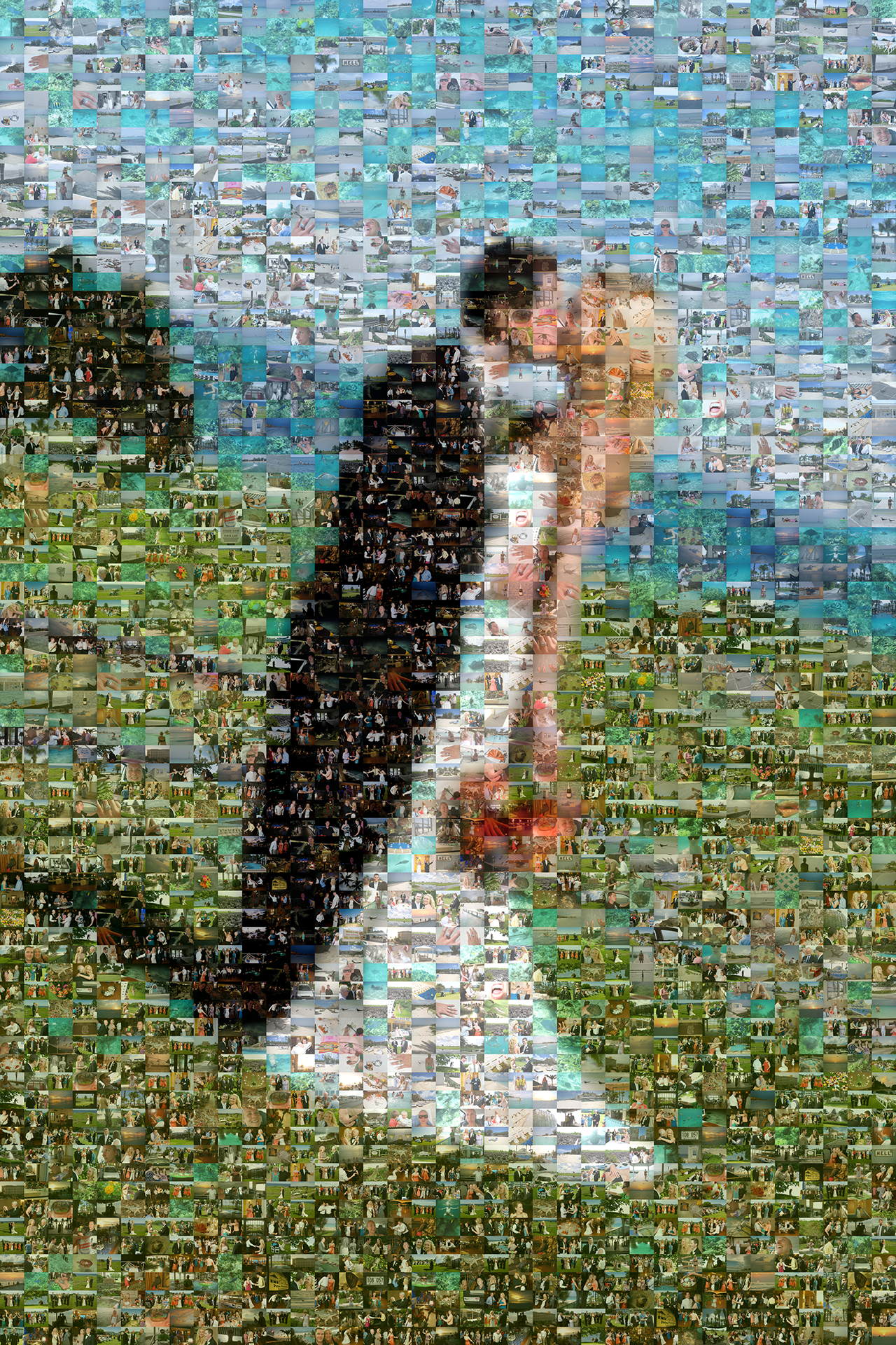 photo mosaic created using 1,253 wedding photos