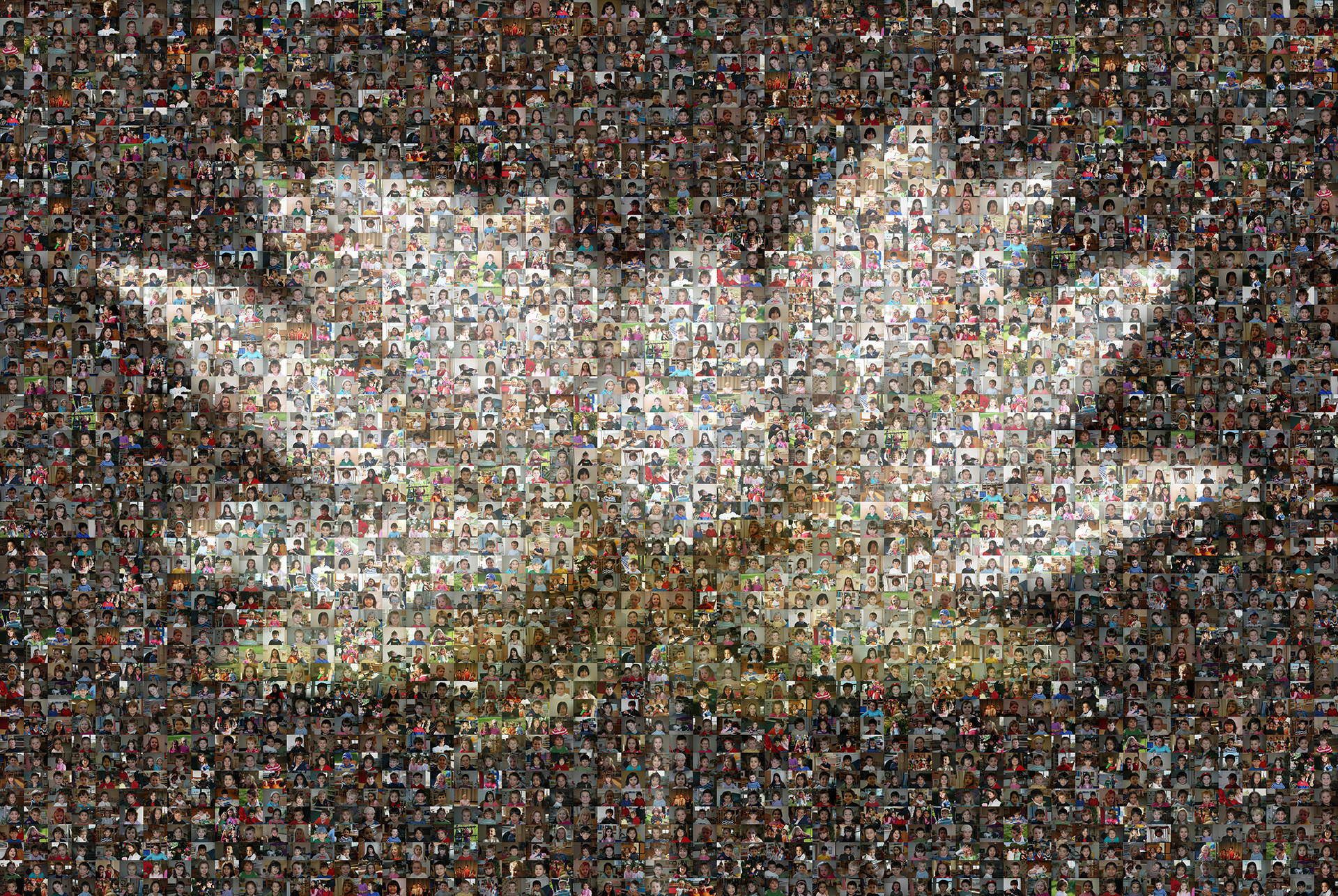 photo mosaic created using 333 school student portraits