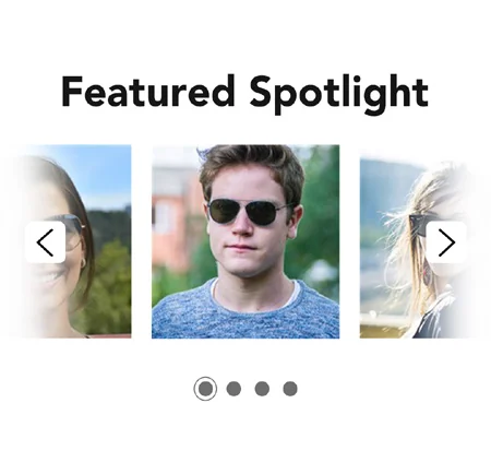 Featured Spotlight carousel of contributor photos.