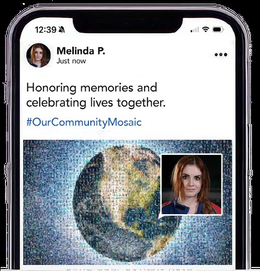Social post using a community mosaic hashtag.