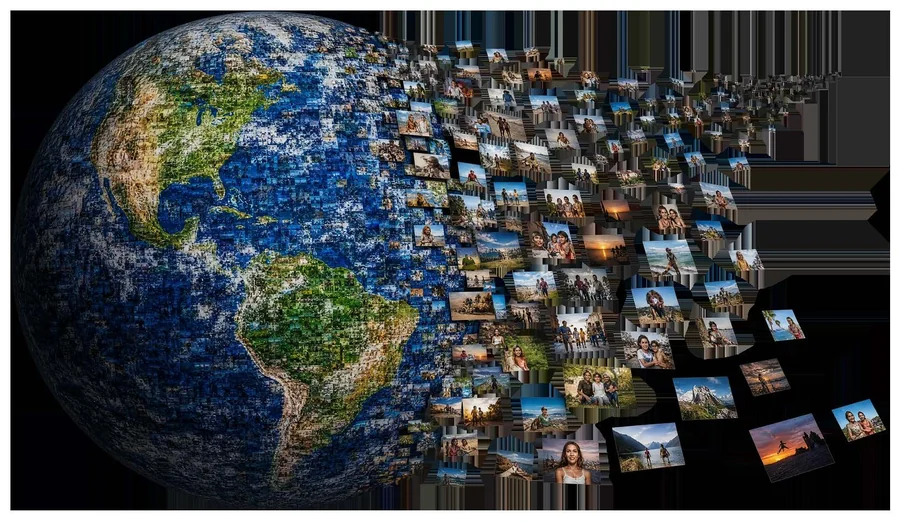 Screenshot of an interactive pan-and-zoom photo mosaic embedded in a web page.